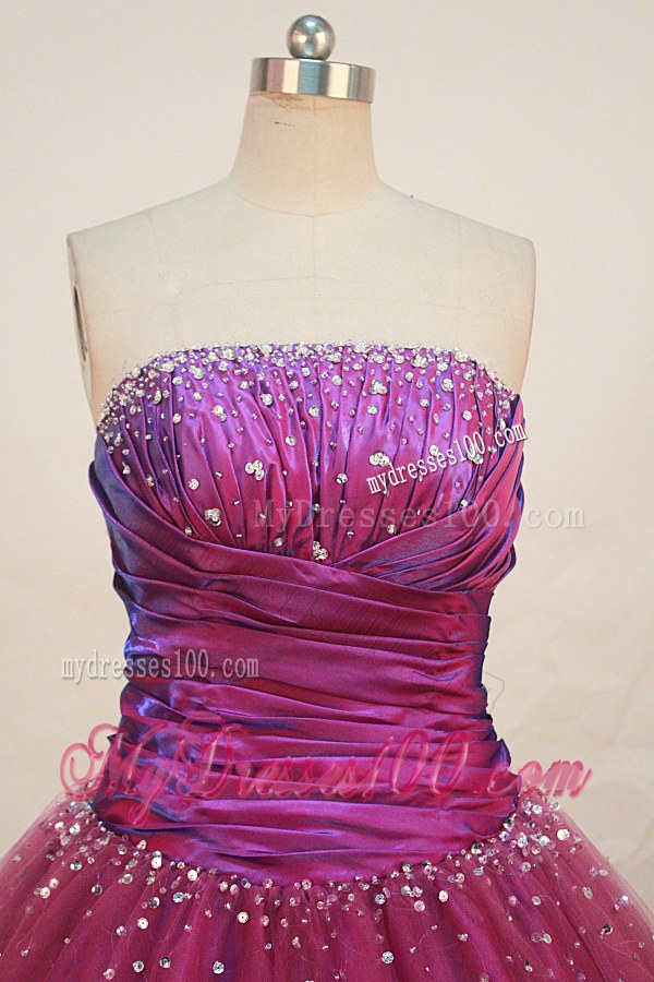 Simple Fuchsia Beading Ruche Puffy Quinceanera Dresses for City Girls